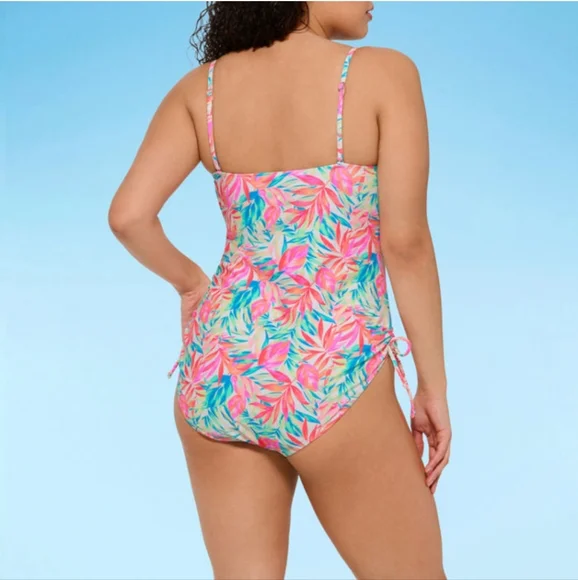 Decree Womens Exotic Textured Leaf Monokini One Piece Swimsuit XL - Picture 4 of 14